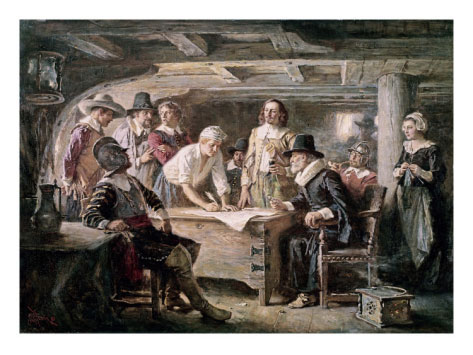 Signing the Mayflower Compact by JLG Ferris